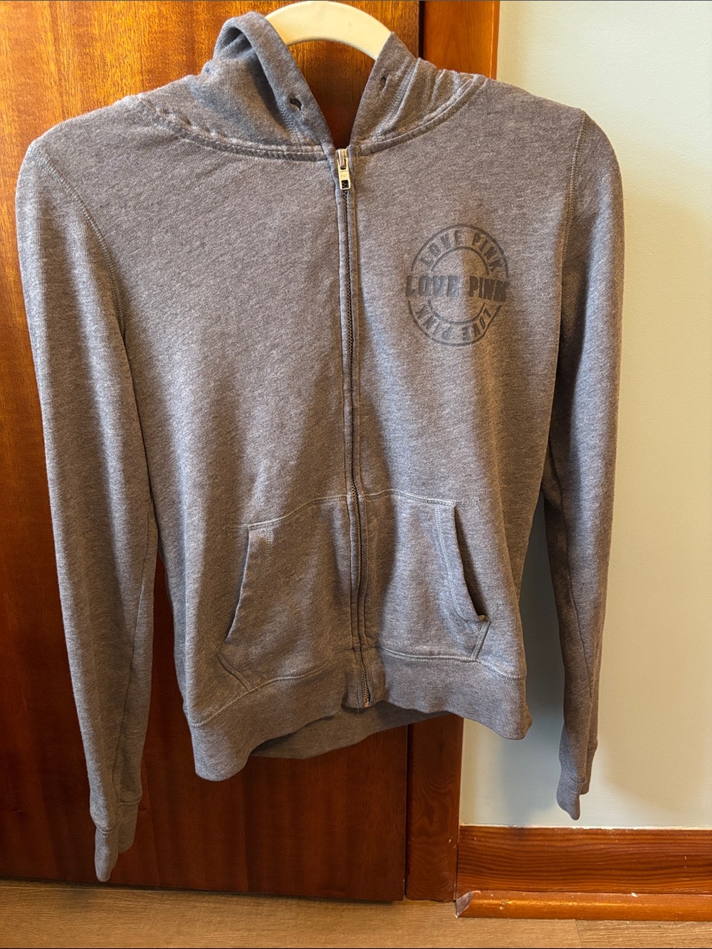 PINK Victoria's Secret Heather Gray Zip Hoodie Sweater